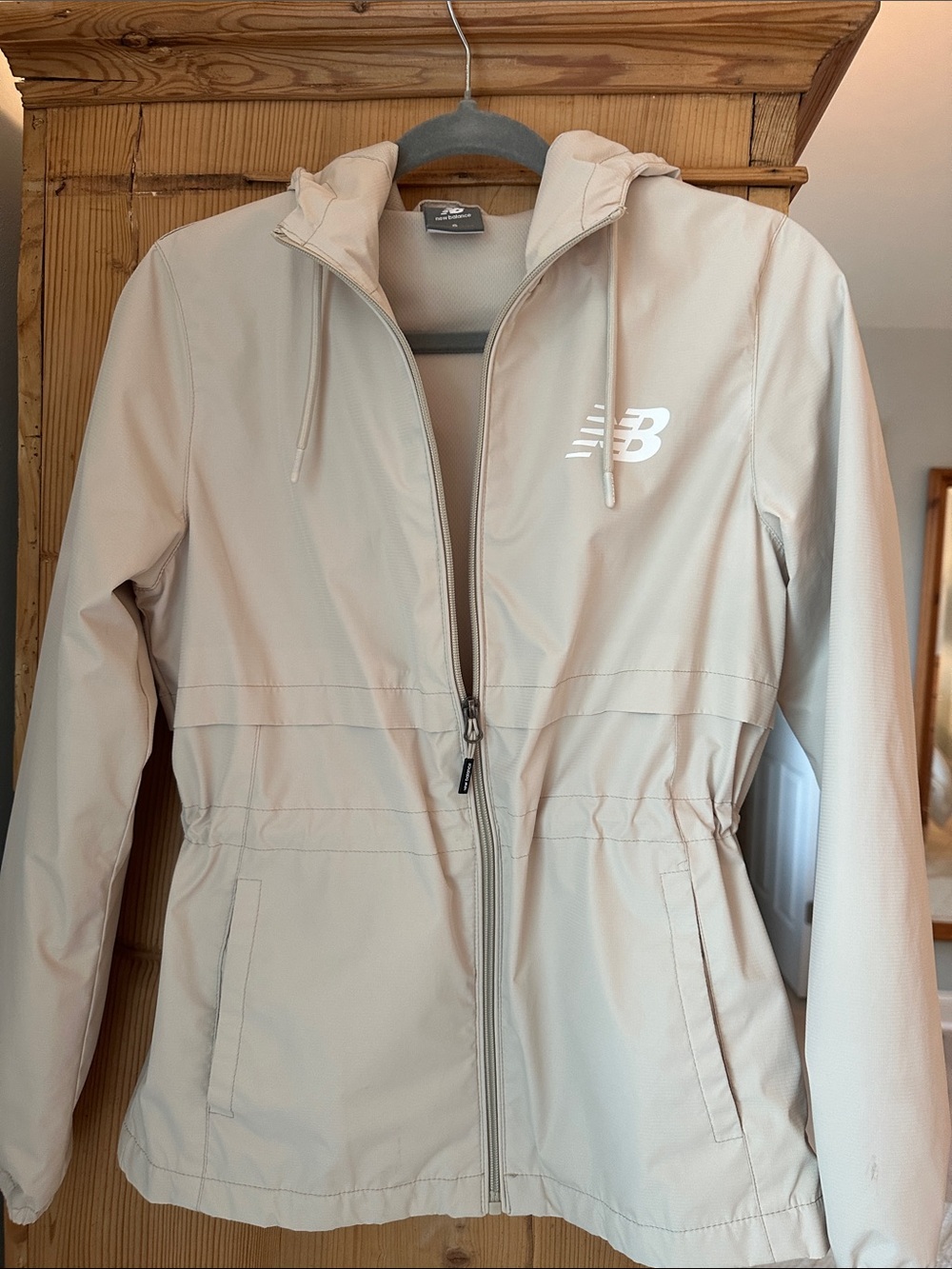 New Balance Light Beige Hooded Bomber Jacket